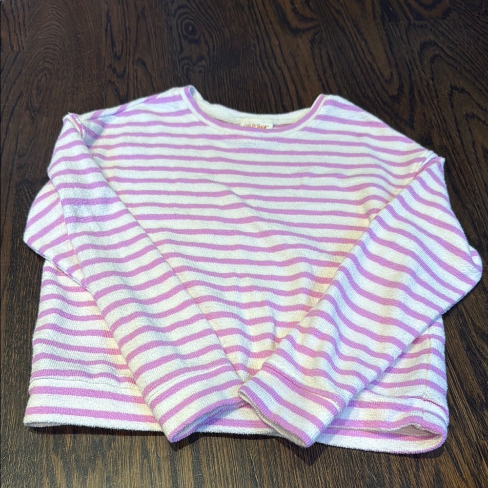 Cat and jack French terry Pink and White Striped sweatshirt